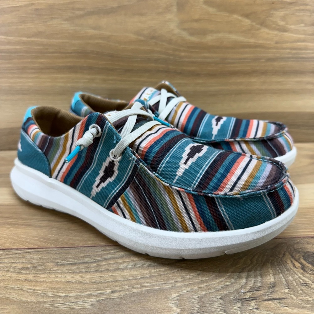 ARIAT Hilo Turquoise Serape Loafers Flat Womens 7.5 B Boho South Western Slip On